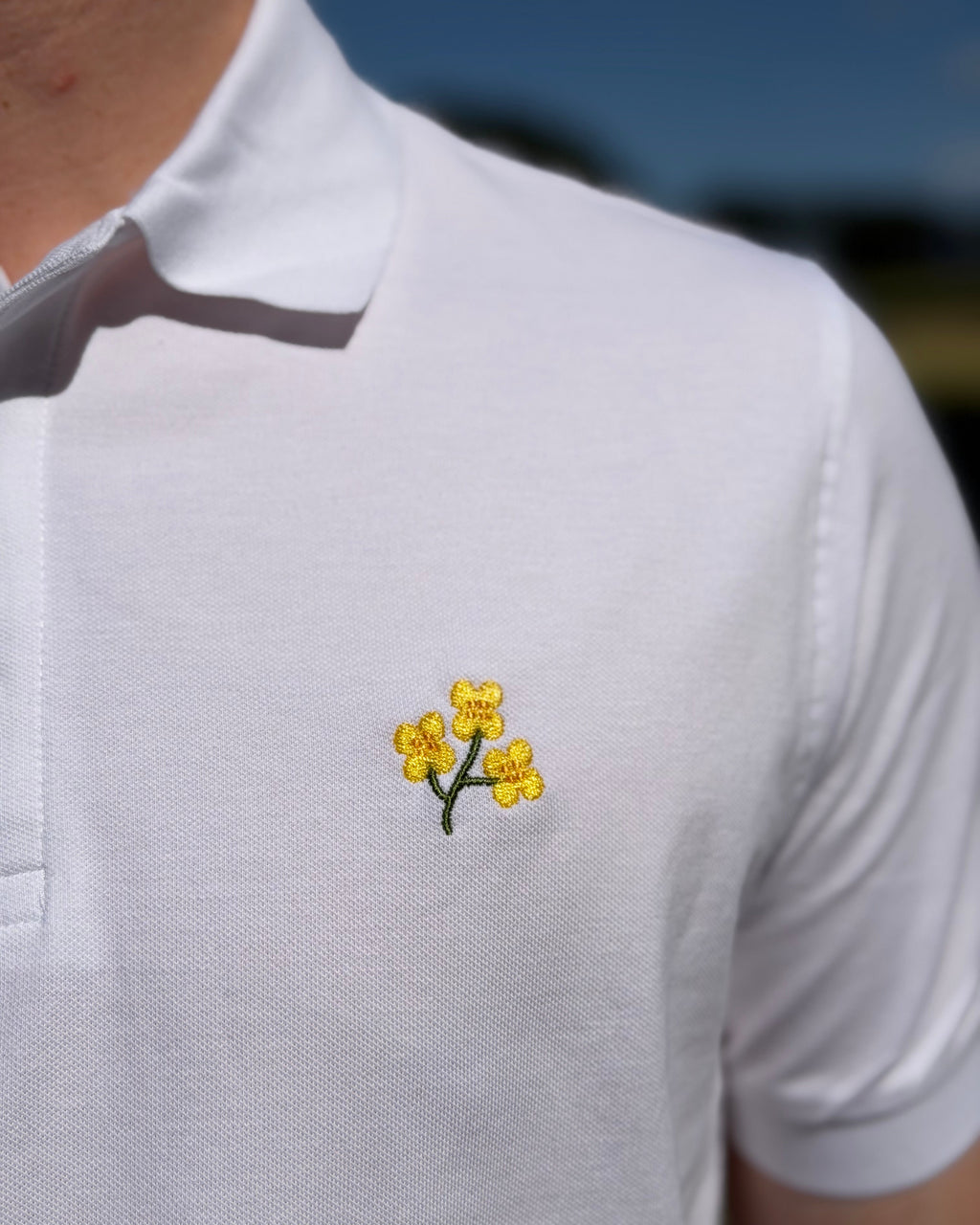 Polo mit Rapsblüte
